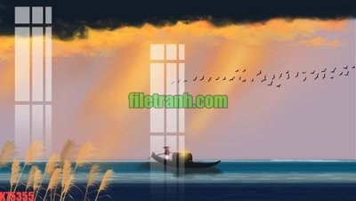 File gốc File gốc in tranh nền tường tổng hợp K75355 (in lụa) tranh thuận buồm