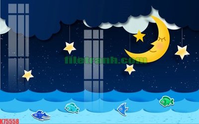 File tranh File gốc in tranh nền tường tổng hợp K75558 (ảnh gốc) in trần 3D