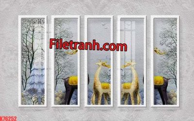 File ảnh File tranh gốc dán tường hươu nai sừng K76252 (gốc) in biển hiệu