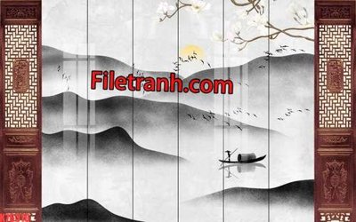 Tải file PSD File tranh gốc dán tường hươu nai sừng K76316 (nguyên layer) để in