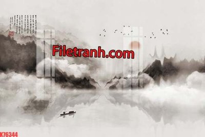 File in trần File tranh gốc dán tường hươu nai sừng K76344 (bản gốc) mây trời