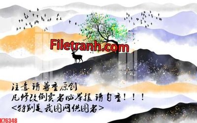 Tải file File tranh gốc dán tường hươu nai sừng K76348 (gốc) làm file tranh quảng cáo