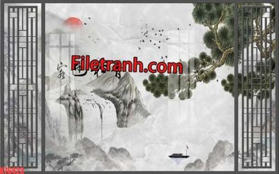 File tranh File tranh gốc dán tường hươu nai sừng K76423 (ảnh gốc) chi tiết rõ ràng