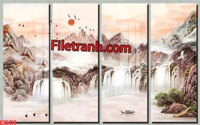 File gốc File tranh gốc dán tường hươu nai sừng K76474 (in lụa) cao cấp