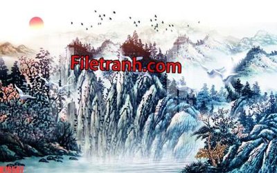 File tranh gốc File tranh gốc dán tường hươu nai sừng K76507 (bản quyền) file PSD