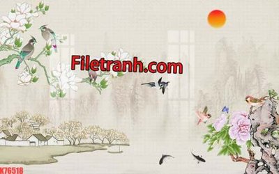 Ảnh gốc File tranh gốc dán tường hươu nai sừng K76518 (độ nét cao) in tráng gương