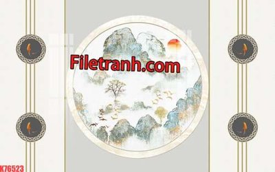 File gốc File tranh gốc dán tường hươu nai sừng K76523 (in lụa) tranh phong thủy