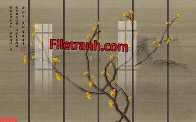 File tranh File tranh gốc dán tường hươu nai sừng K76540 (bản gốc) in lụa dán tường