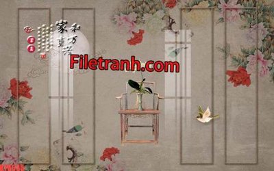 Tải file File tranh gốc dán tường hươu nai sừng K76635 (PSD) cho in ấn quảng cáo