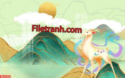 File tranh File tranh gốc dán tường hươu nai sừng K76924 (file gốc) chuẩn màu in