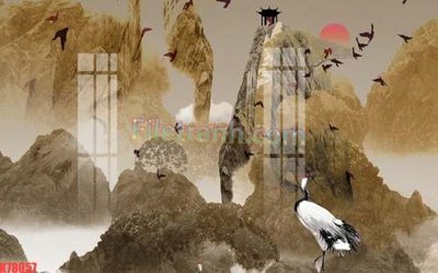 File tranh in trần 3D File tranh gốc dán tường đẹp K78057 (ảnh gốc)