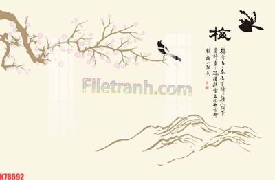 Ảnh gốc File tranh gốc dán tường đẹp K78592 (nét căng) in mica