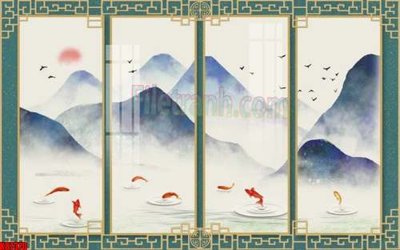 Download file gốc File gốc in tranh tổng hợp tường nền K87370 (in lụa) hoa lá