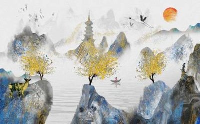 File gốc File tranh gốc tổng hợp tranh dán nền tường đẹp K91429 (in tráng gương) nghệ thuật