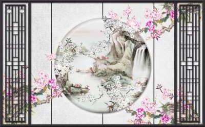 Download file gốc File tranh gốc tổng hợp tranh dán nền tường đẹp K91454 (in lụa) nghệ thuật