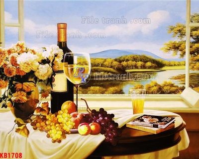 File tranh File in kính bếp KB1708 (ảnh gốc) in trần 3D