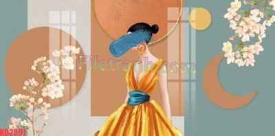 Download file gốc File gốc in tranh nền tường tổng hợp KD2597 (in lụa) hoa lá