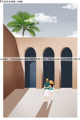 File tranh Kien truc hinh hoc Morandi 518 (ảnh gốc) độc quyền