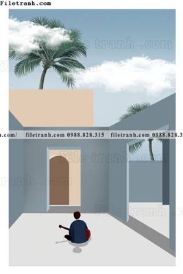 File in trần Kien truc hinh hoc Morandi 542 (bản gốc) đại dương