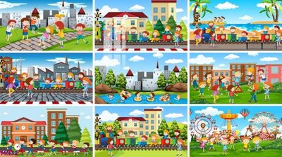 File tranh File tranh mầm non lớp học trường học MN31 (ảnh gốc) in trần xuyên sáng