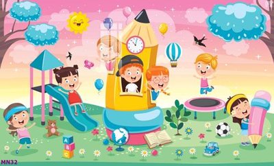 File PSD File tranh mầm non lớp học trường học MN32 (gốc) tách lớp chi tiết