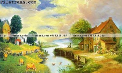 File tranh gốc in trần nhà Oil-Painting038 3D