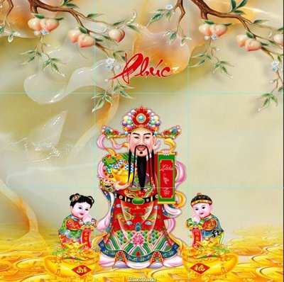 File tranh File phật giáo thần tài P684 (bản gốc) in lụa 5D