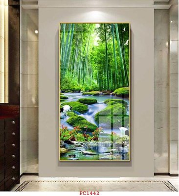 File gốc File tranh phong cảnh thiên nhiên PC1442 (in lụa) hoa văn cổ điển