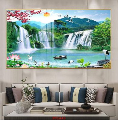 Download file gốc File tranh phong cảnh thiên nhiên PC1443 (in lụa) tranh 3D