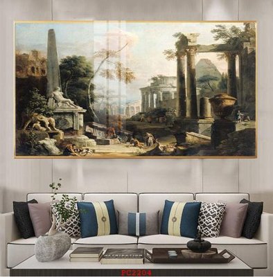 File gốc File tranh phong cảnh thiên nhiên PC2204 (in lụa) hoa văn cổ điển