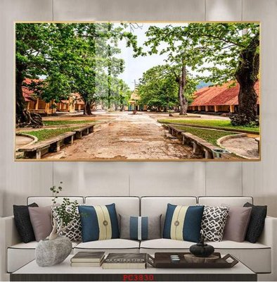 Download file gốc File tranh phong cảnh thiên nhiên PC3830 (in lụa) hoa lá