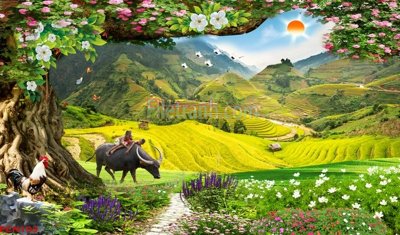 File PSD File tranh phong cảnh thiên nhiên PCN103 (bản gốc) đã tách nền