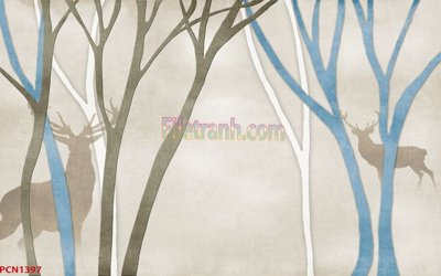 File gốc File tranh phong cảnh thiên nhiên PCN1397 (in lụa) họa tiết 3D