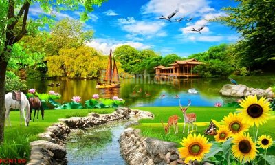 File tranh File tranh phong cảnh thiên nhiên PCN189 (gốc) in trên kính