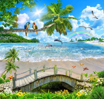 File PSD File tranh phong cảnh thiên nhiên PCN261 (gốc) cho designer