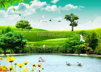 File gốc File tranh phong cảnh thiên nhiên PCN449 (in lụa) chi tiết cao