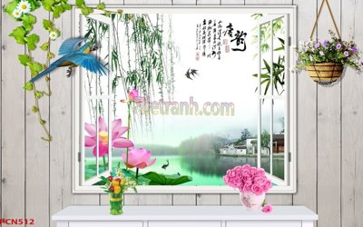 File PSD File tranh phong cảnh thiên nhiên PCN512 (gốc) tách lớp chi tiết