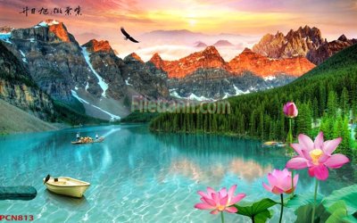 Tải file File tranh phong cảnh thiên nhiên PCN813 (gốc) chủ đề hoa sen