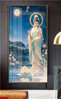 File gốc File tranh phật giáo 5D PG20100 (in lụa) họa tiết 3D