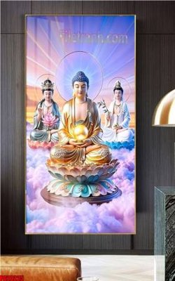 File gốc File tranh phật giáo 5D PG20225 (in lụa) họa tiết 3D