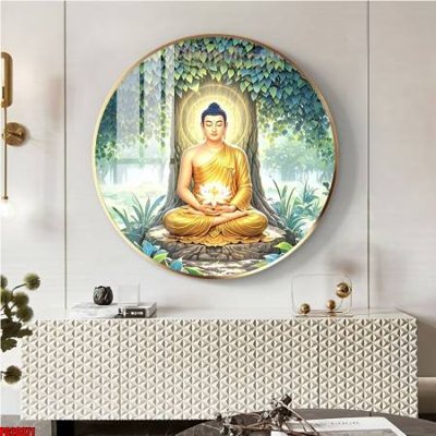 Ảnh gốc file in lụa File tranh tròn phật giáo 5D PG20371 chi tiết