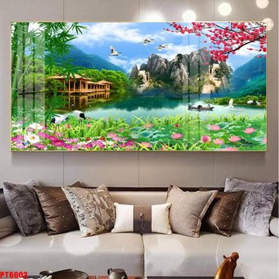 File gốc Tranh sơn thủy thác nước PT6002 (vector) cho in ấn