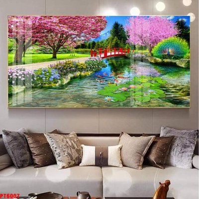 File tranh Tranh sơn thủy thác nước PT6007 (gốc) phong cách tối giản
