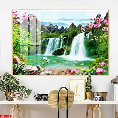 File gốc Tranh sơn thủy thác nước PT6018 (thiết kế) độc quyền