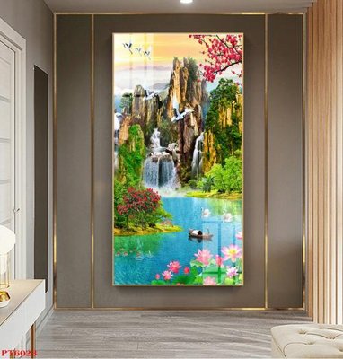 File gốc in ấn Tranh sơn thủy thác nước PT6023 chuẩn màu CMYK