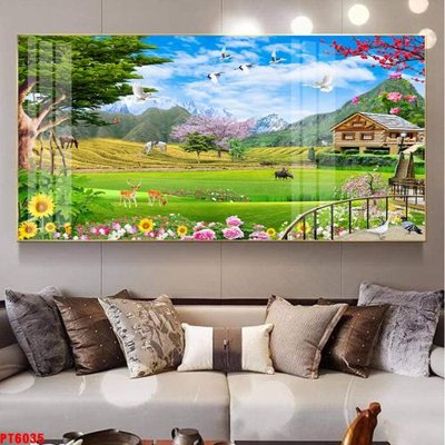 Tải file Tranh sơn thủy thác nước PT6035 (gốc) chủ đề tâm linh