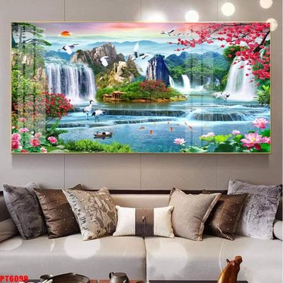 Tải file Tranh sơn thủy thác nước PT6099 (PSD) cho in tranh 3D