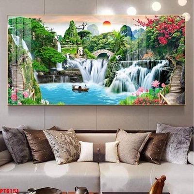 File ảnh Tranh sơn thủy thác nước PT6151 (gốc) trang trí khách sạn