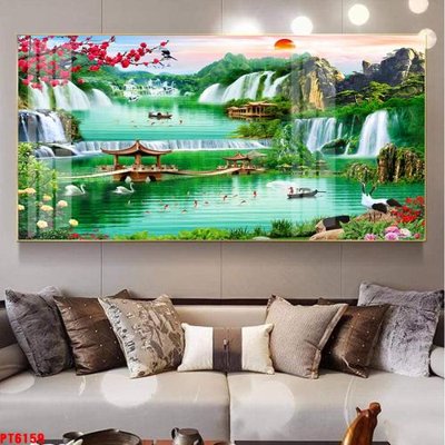 File in trần Tranh sơn thủy thác nước PT6159 (bản gốc) phong cảnh