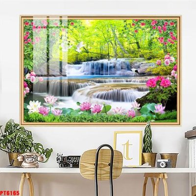 Tải file gốc Tranh sơn thủy thác nước PT6165 dùng cho in ấn